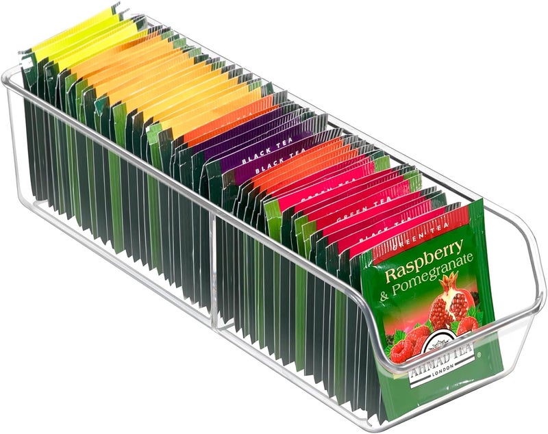 FUCDTEFC Tea Bag Organizer, Tea Bag Holder Box Storage Bin, Clear Tea Packet Plastic Drawer, Sugar Packet, Coffee, Condiment, Spice Bag Holder for Kitchen Cabinet, Countertop, Fridge - Image 1